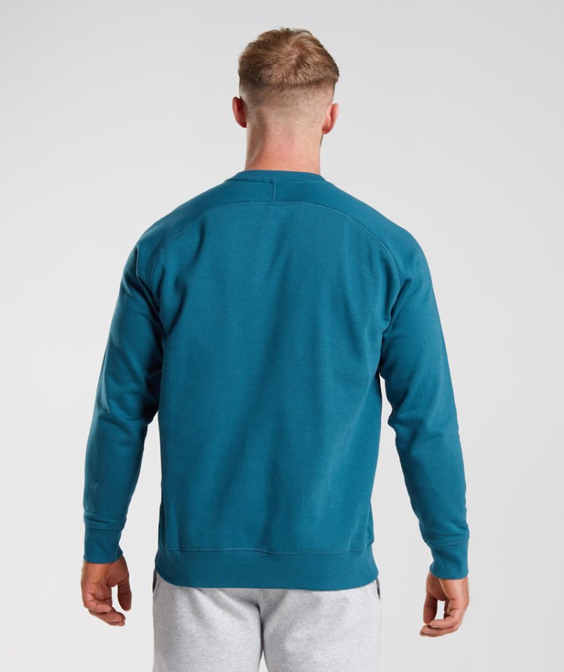 Men's Gymshark Apollo Crew Sweatshirts Turquoise | CA 17A863